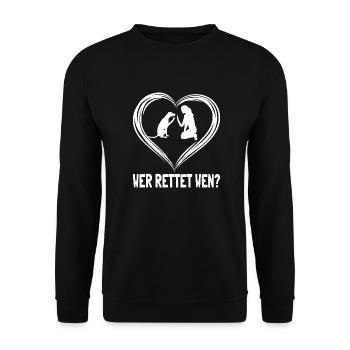 Wer rettet wen? - Unisex Pullover - Schwarz - Vorne - Alina (178cm) & Michal (187cm)