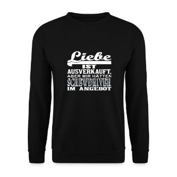 Liebe ist ausverkauft SCREWDRIVER - Unisex Pullover - Schwarz - Vorne - Alina (178cm) & Michal (187cm)