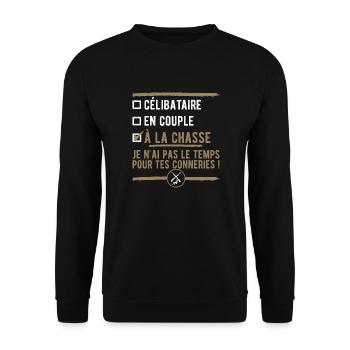 à la chasse t shirt chasseur humour - Sweat-shirt Unisexe - noir - Devant - Alina (178cm) & Michal (187cm)