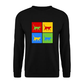 Cat Cats Pop Art, cadeau pour les amoureux des chats - Sweat-shirt Unisexe - noir - Devant - Alina (178cm) & Michal (187cm)