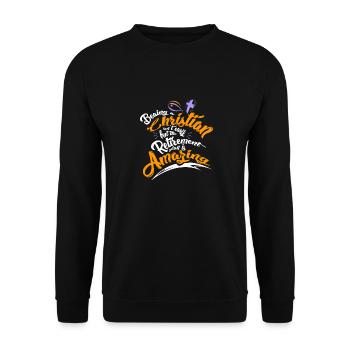 Jesus Christliche Vers Gott Fisch Geschenk - Unisex Pullover - Schwarz - Vorne - Alina (178cm) & Michal (187cm)