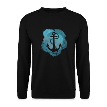 Anker-Aquarell - Unisex Pullover - Schwarz - Vorne - Alina (178cm) & Michal (187cm)
