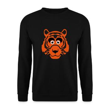 Tiger Zeichnung lustige Tiere 511 - Unisex Pullover - Schwarz - Vorne - Alina (178cm) & Michal (187cm)