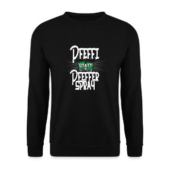 Pfeffi statt Pfefferspray Demoshirt - Unisex Pullover - Schwarz - Vorne - Alina (178cm) & Michal (187cm)