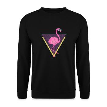 Tropical Flamingo Triangle | 80s Style - Unisex Sweatshirt - black - Front - Alina (178cm) & Michal (187cm)