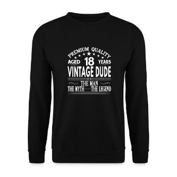 VINTAGE DUDE AGED 18 YEARS - Unisex Sweatshirt - black - Front - Alina (178cm) & Michal (187cm)