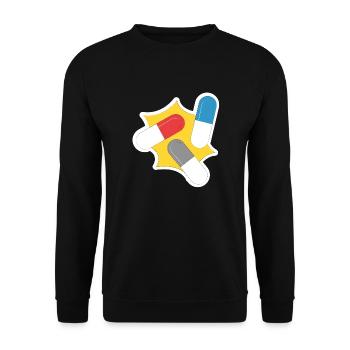 Pop art design cadeau rétro capsule médicament - Sweat-shirt Unisexe - noir - Devant - Alina (178cm) & Michal (187cm)