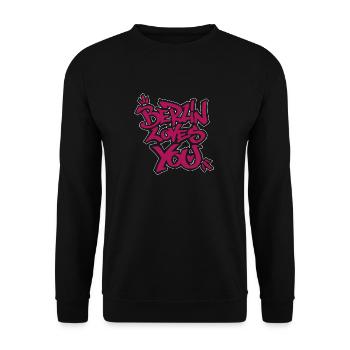 Berlin loves you - Love and Peace - Shirt - Unisex Pullover - Schwarz - Vorne - Alina (178cm) & Michal (187cm)