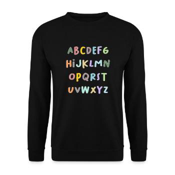 ALPHABET. ABECEDARY. LANG LEBEN ZURÜCK ZUR SCHULE. RÜCKKEHR VON - Unisex Pullover - Schwarz - Vorne - Alina (178cm) & Michal (187cm)