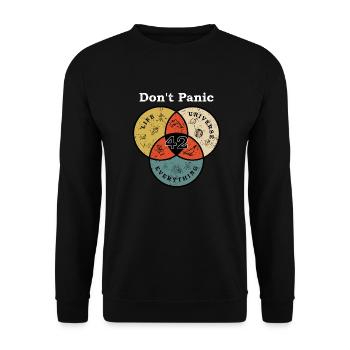 Don't Panic 42 Answer Question Life Universe Rest - Unisex Sweatshirt - black - Front - Alina (178cm) & Michal (187cm)
