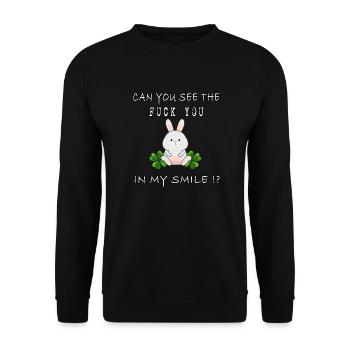 fuck you in my smile statement trend meme funny - Unisex Sweatshirt - black - Front - Alina (178cm) & Michal (187cm)