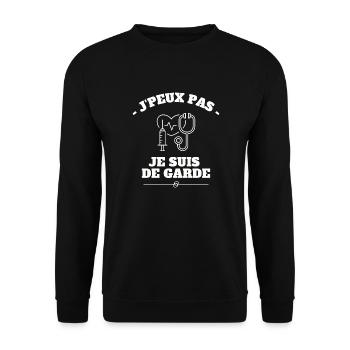 J'peux pas je suis de garde - Sweat-shirt Unisexe - noir - Devant - Alina (178cm) & Michal (187cm)