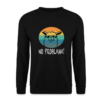 Alpaca Lama No Problama funny gift - Unisex Sweatshirt - black - Front - Alina (178cm) & Michal (187cm)