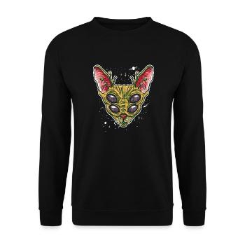 Funny Alien Cat Illustration Gift for - Unisex Sweatshirt - black - Front - Alina (178cm) & Michal (187cm)