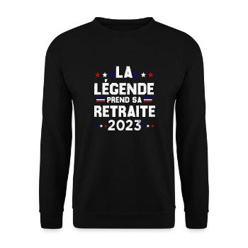 Retraite 2023 Cadeau Humour Personnalisé - Sweat-shirt Unisexe - noir - Devant - Alina (178cm) & Michal (187cm)