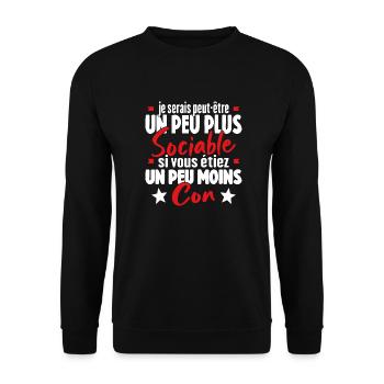 Je Serais Peut Être Un Peu Plus Sociable - Sweat-shirt Unisexe - noir - Devant - Alina (178cm) & Michal (187cm)