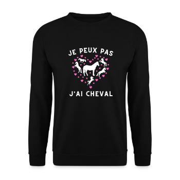 JE PEUX PAS J'AI CHEVAL - Rose & Blanc - Sweat-shirt Unisexe - noir - Devant - Alina (178cm) & Michal (187cm)