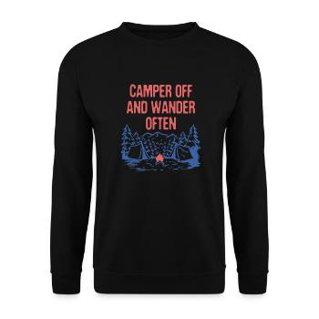 Camper Off and Wander Often Camping Traveler Camp - Unisex Sweatshirt - black - Front - Alina (178cm) & Michal (187cm)