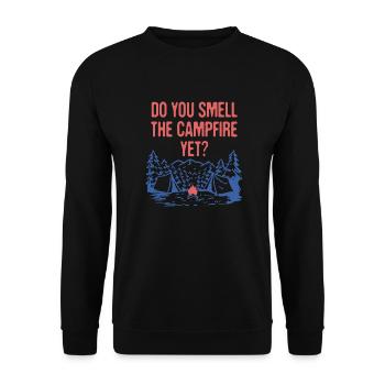 Smell the Campfire Camping Hiking Camper Hiker - Unisex Pullover - Schwarz - Vorne - Alina (178cm) & Michal (187cm)