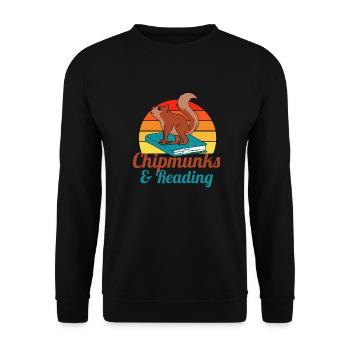 Chipmunks and Reading Books Literature Forest - Unisex Sweatshirt - black - Front - Alina (178cm) & Michal (187cm)