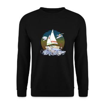 Segelboot - Unisex Pullover - Schwarz - Vorne - Alina (178cm) & Michal (187cm)