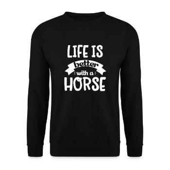 Life is better with a horse gifts men women horse - Sweat-shirt Unisexe - noir - Devant - Alina (178cm) & Michal (187cm)