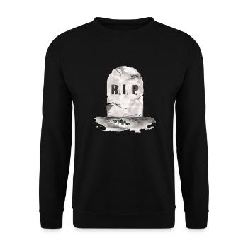 Rest in Peace Grabstein RIP - Unisex Pullover - Schwarz - Vorne - Alina (178cm) & Michal (187cm)