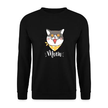Mignon Kawaii drôle de chat disant miaulement - Sweat-shirt Unisexe - noir - Devant - Alina (178cm) & Michal (187cm)