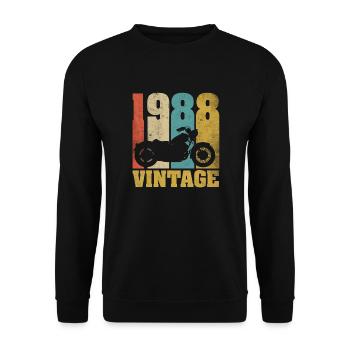 1988 Jahrgang Geburtstag Biker Motorrad Geschenk - Unisex Pullover - Schwarz - Vorne - Alina (178cm) & Michal (187cm)