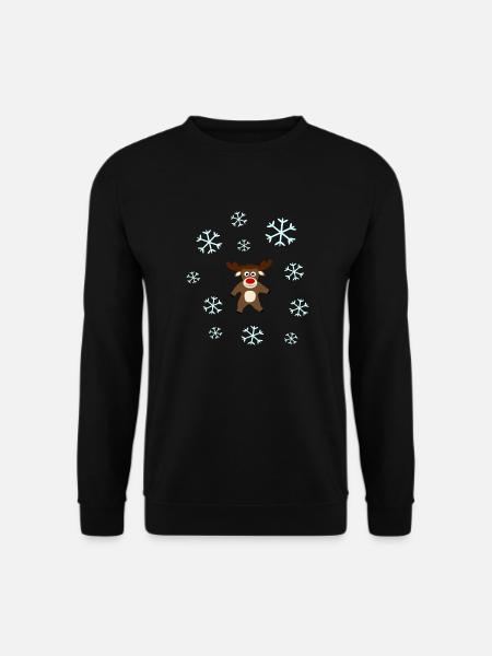 Rentier im Schnee Elche Schneeflocke Weihnachten - Unisex Pullover - Schwarz