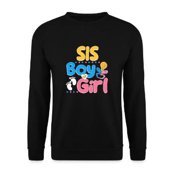 Pink or Blue Sis Loves You Best Sister Ever Big - Unisex Pullover - Schwarz - Vorne - Alina (178cm) & Michal (187cm)
