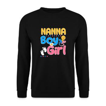 Pink or Blue Nana Loves You Best Grandma Ever - Unisex Pullover - Schwarz - Vorne - Alina (178cm) & Michal (187cm)