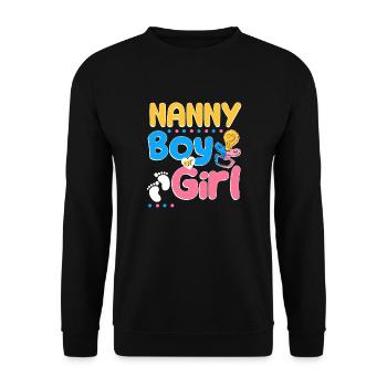 Pink or Blue Nanny Loves You Best Grandma Ever - Unisex Pullover - Schwarz - Vorne - Alina (178cm) & Michal (187cm)
