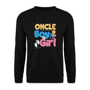 Pink or Blue Oncle Loves You Best Uncle Ever - Unisex Pullover - Schwarz - Vorne - Alina (178cm) & Michal (187cm)