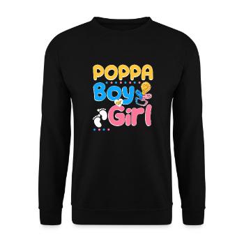 Pink or Blue Poppa Loves You Best Dad Ever - Unisex Sweatshirt - black - Front - Alina (178cm) & Michal (187cm)