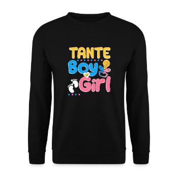 Pink or Blue Tante Loves You Best Auntie Ever - Unisex Sweatshirt - black - Front - Alina (178cm) & Michal (187cm)