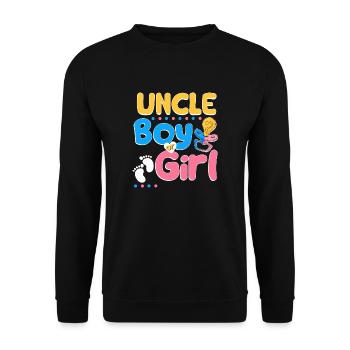 Pink or Blue Uncle Loves You Best Uncle Ever - Unisex Pullover - Schwarz - Vorne - Alina (178cm) & Michal (187cm)