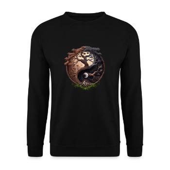 Tree of Life Yin Yang - Unisex Sweatshirt - black - Front - Alina (178cm) & Michal (187cm)