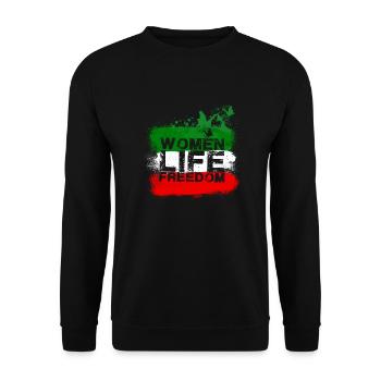 Woman Life Freedom, Butterflies,Iran,Flag - Unisex Sweatshirt - black - Front - Alina (178cm) & Michal (187cm)