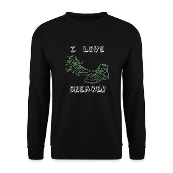 I Love Sneaker - Unisex Pullover - Schwarz - Vorne - Alina (178cm) & Michal (187cm)