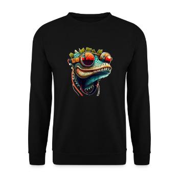 Crocodile head as a reptile in cool with sunglasses - Unisex Sweatshirt - black - Front - Alina (178cm) & Michal (187cm)