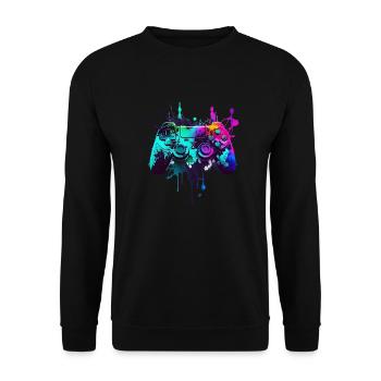 Neon Gaming Controller / Kontroller - Unisex Pullover - Schwarz - Vorne - Alina (178cm) & Michal (187cm)