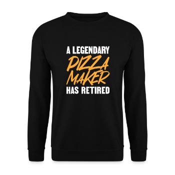 A legendary Pizzamaker has retired - Unisex Pullover - Schwarz - Vorne - Alina (178cm) & Michal (187cm)