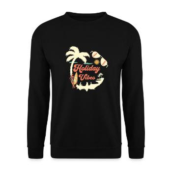 Holiday Vibes Old School Retro - Unisex Sweatshirt - black - Front - Alina (178cm) & Michal (187cm)