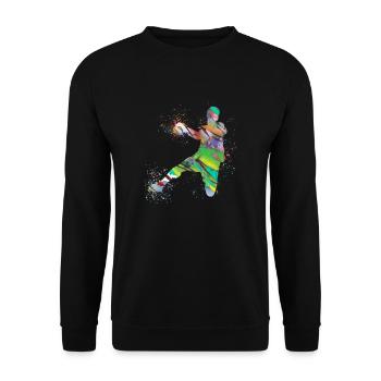 Handball, handballer, Beachhandball,Graffiti - Unisex Pullover - Schwarz - Vorne - Alina (178cm) & Michal (187cm)