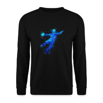 Handball, handballer, Beachhandball,Graffiti - Unisex Pullover - Schwarz - Vorne - Alina (178cm) & Michal (187cm)