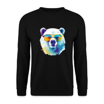 Bruce der Eisbär - Unisex Pullover - Schwarz - Vorne - Alina (178cm) & Michal (187cm)