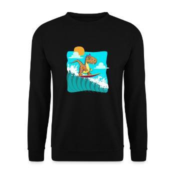 dino surf cool - Sweat-shirt Unisexe - noir - Devant - Alina (178cm) & Michal (187cm)