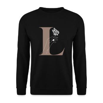 Letter L Magic Butterfly - Unisex Sweatshirt - black - Front - Alina (178cm) & Michal (187cm)