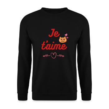 Cat Love - French I Love You - Unisex Sweatshirt - black - Front - Alina (178cm) & Michal (187cm)
